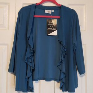 NWT Peacock Blue Shrug Cardigan, size 1X